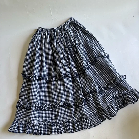 Sandy liang Gingham Checkered Skirt - navy and White - Picture 1 of 4
